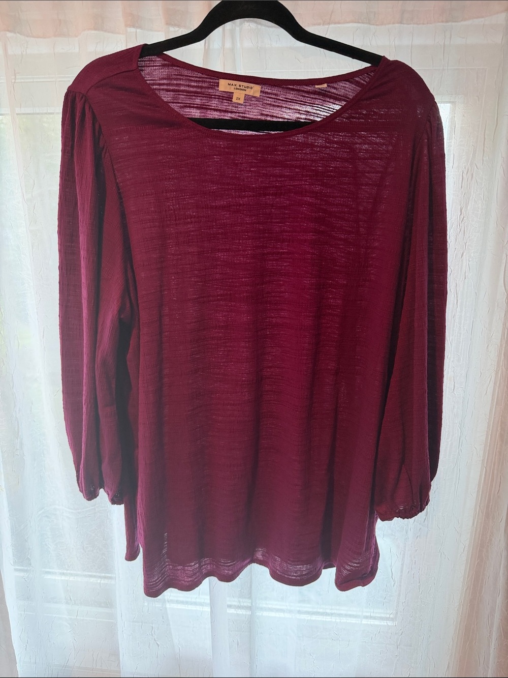 Max Studio Maroon Lightweight Long Sleeve Tee